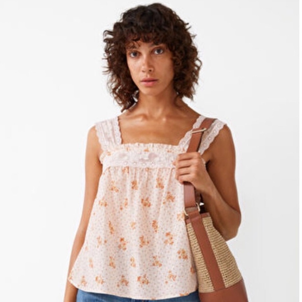 NWT & Other Stories Floral Lace Trim Top size 6